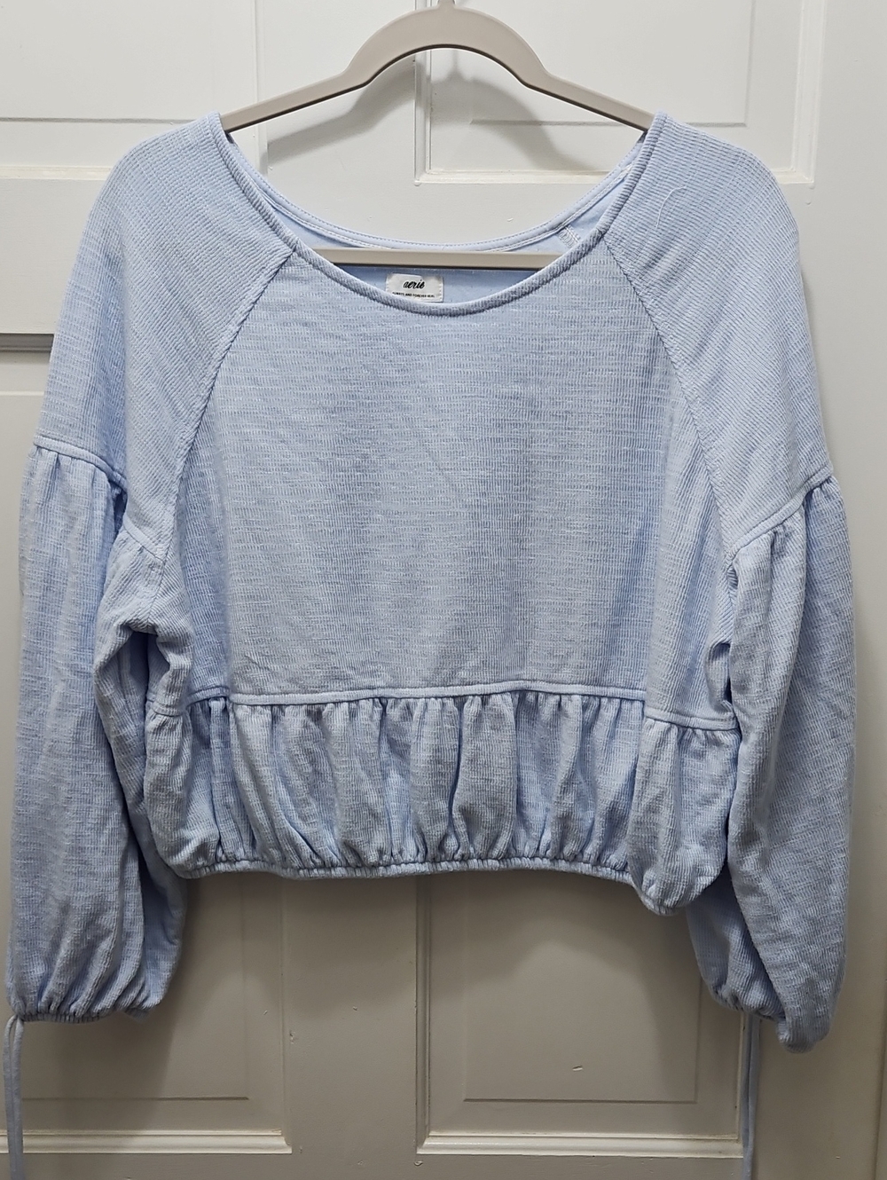 aerie Light Blue Peplum Pullover Top